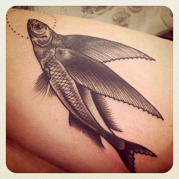Sarah b Bolen tattoo of a flying fish