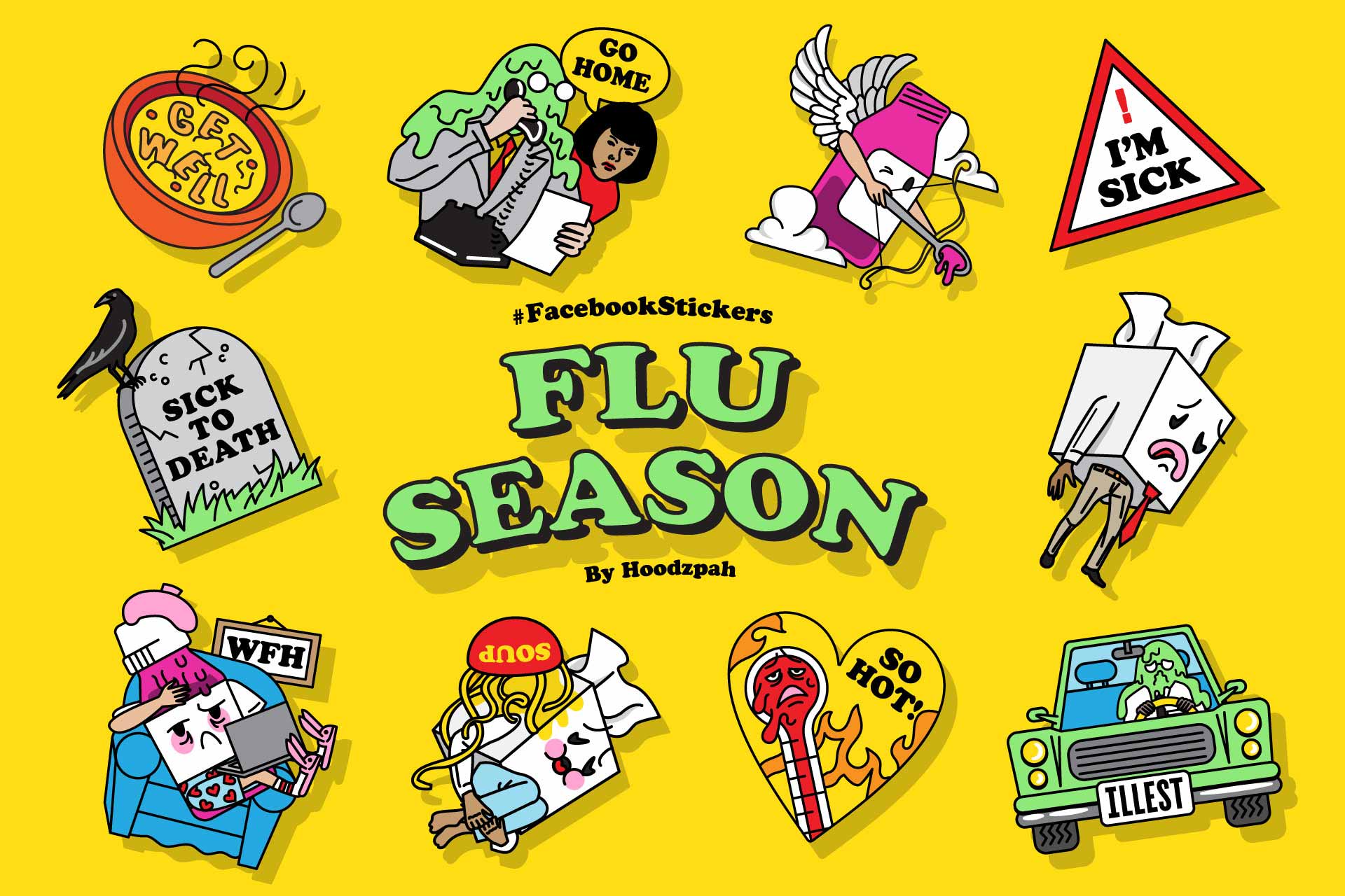 Facebook Flu Season Sticker Set Design by Hoodzpah