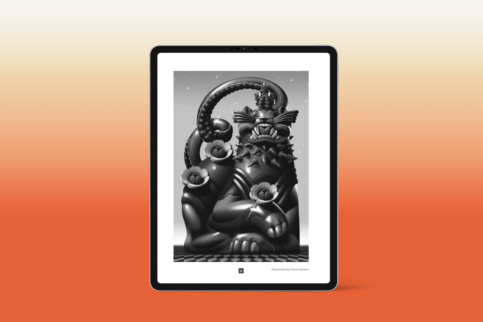 ipad view of the freelance and business and stuff ebook showing a tiger statue