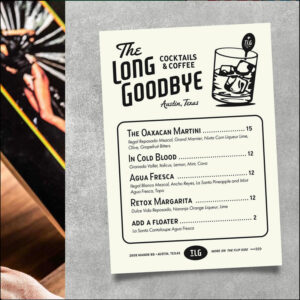 The Long Goodbye menu