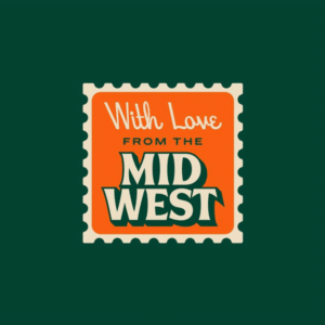 With Love from the Midwest stamp illustration featuring Beale and Beverly Drive fonts by joehcreative
