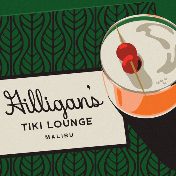 Gilligan's tiki lounge Malibu tiki drink illustration