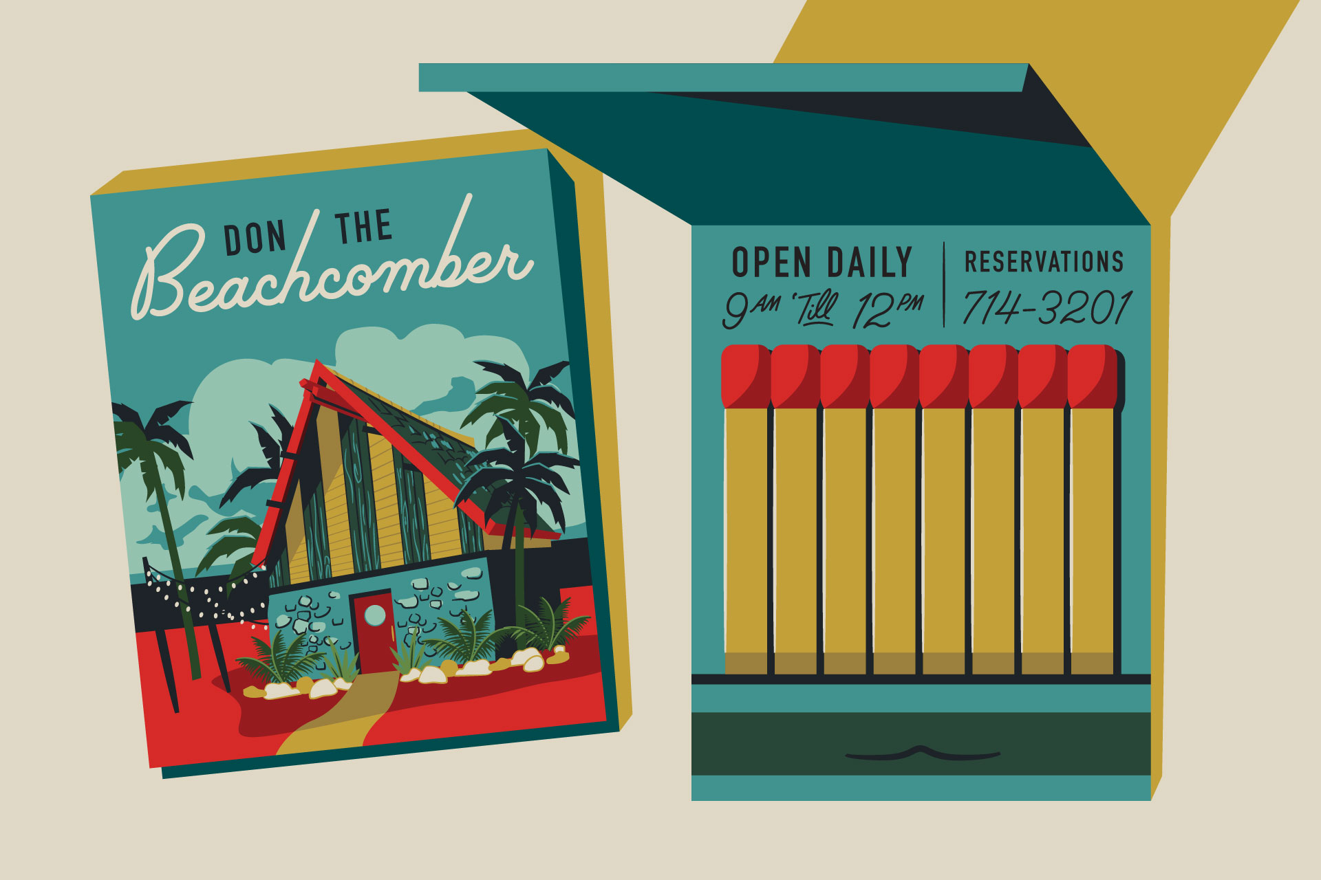 Don the Beachcomber matchbook illustration