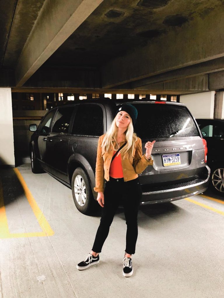 Amy Hood in a parking garage in Boston