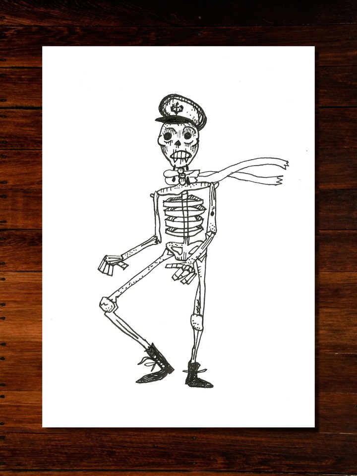 skeleton sketch by Jen Hood