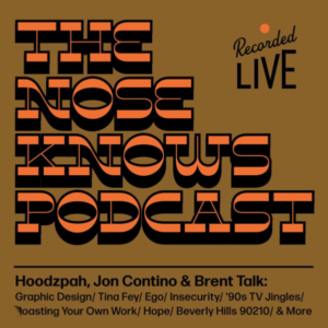 Flyer by Amy Hood for The Nose Knows w/ Jon Contino featuring Lone Pine Font by Hoodzpah