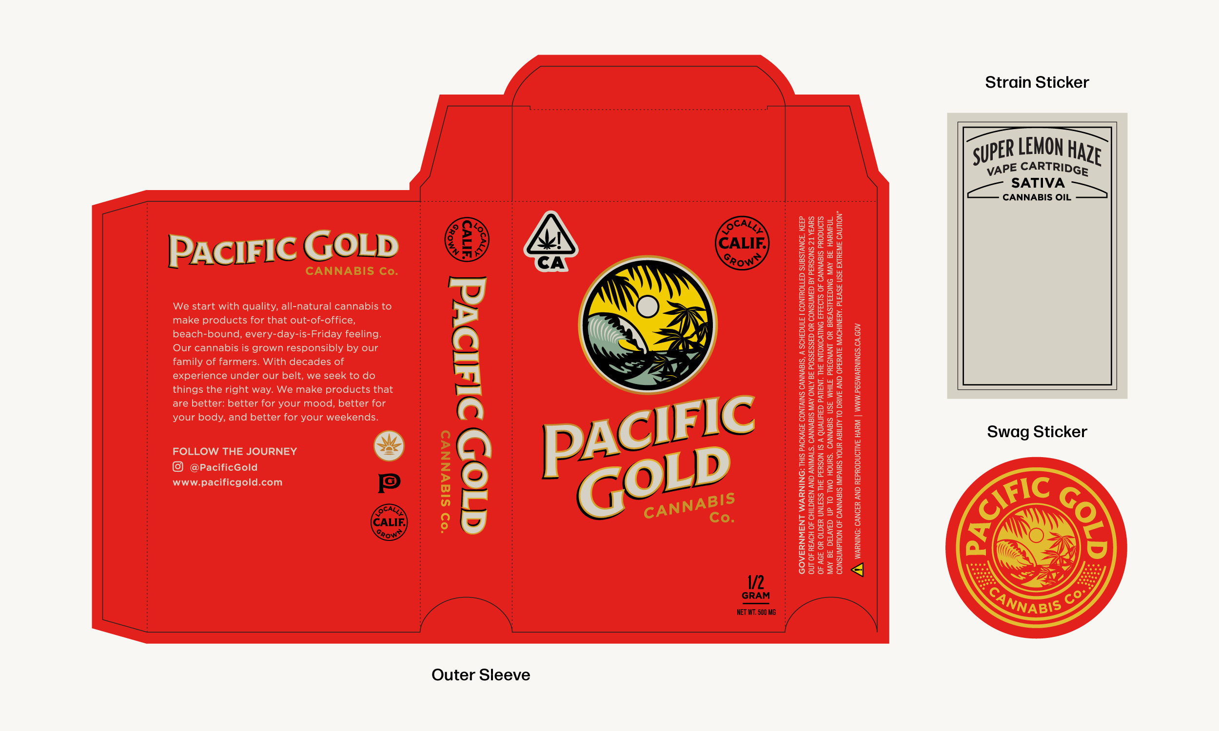 pacific gold packaging outlined