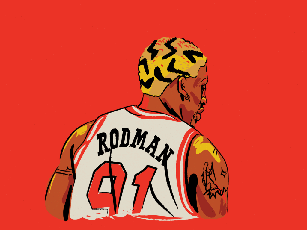 Dennis Rodman Hairstyles Animated Gif by Amy Hood in ode to the Last Dance on Netflix - Adobe interviews Hoodzpah on Making an Animated Gif
