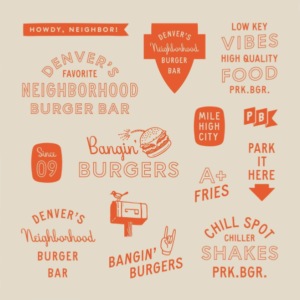 Denvers favorite neighborhood burger bar by 48 Savvy Sailors using Beverly Drive Font by Hoodzpah