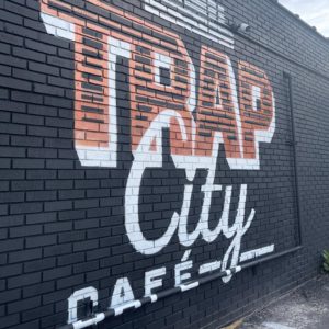 Trap City Logo Mural by studio temporary Beverly Drive Right font by Hoodzpah
