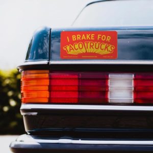 I Brake For Taco Trucks Sticker on a car