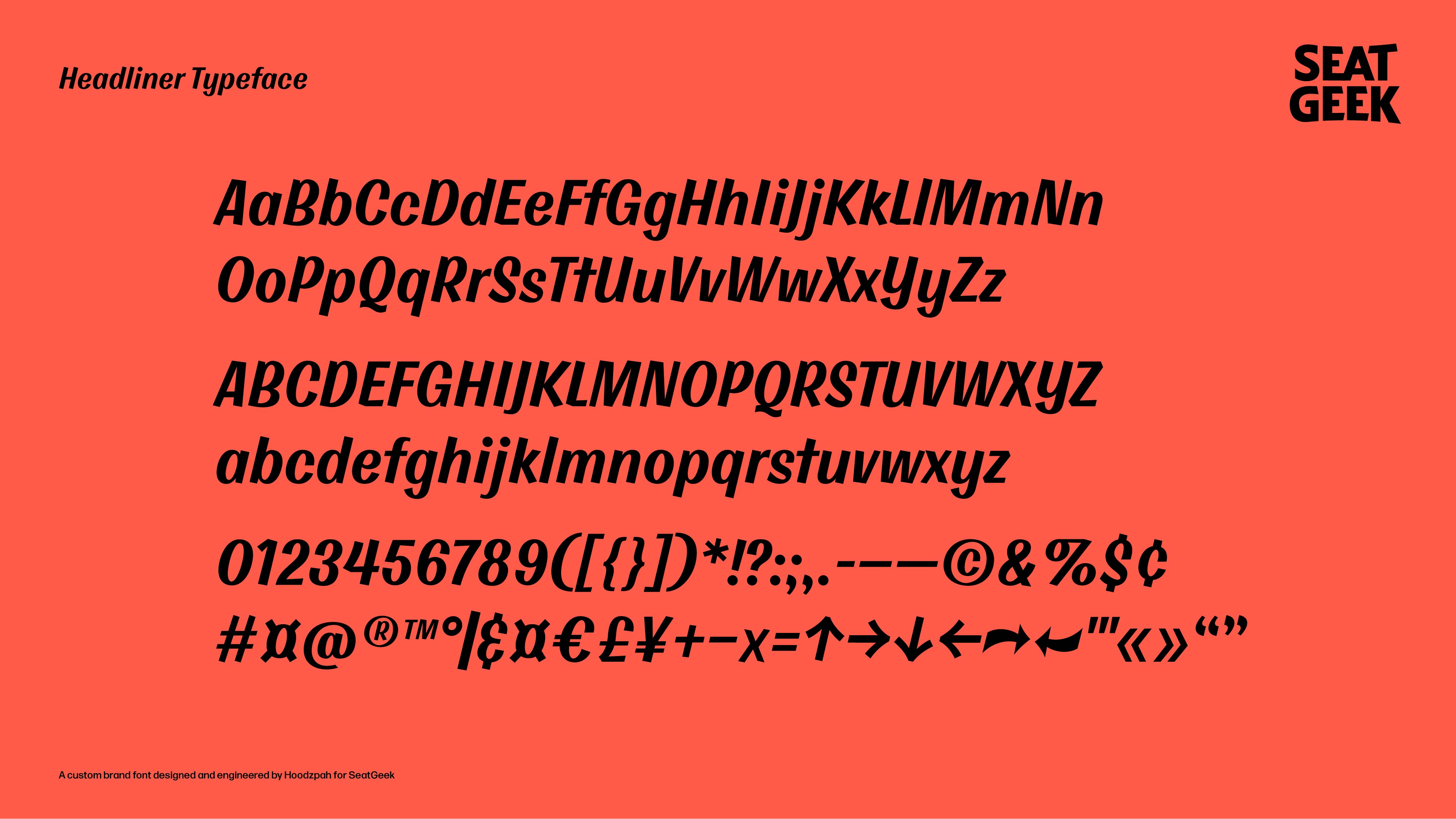 Headliner - a custom brand typeface by Hoodzpah for SeatGeek