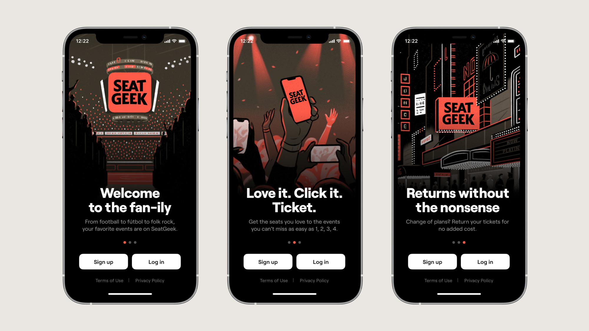 SeatGeek rebrand - mobile app design