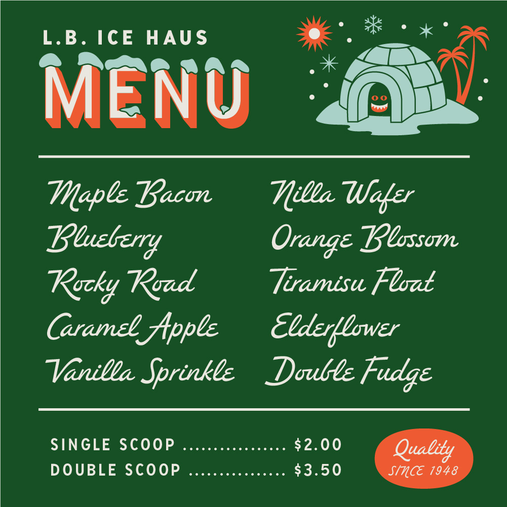 Redondo Ave Script Font Restaurant Menu