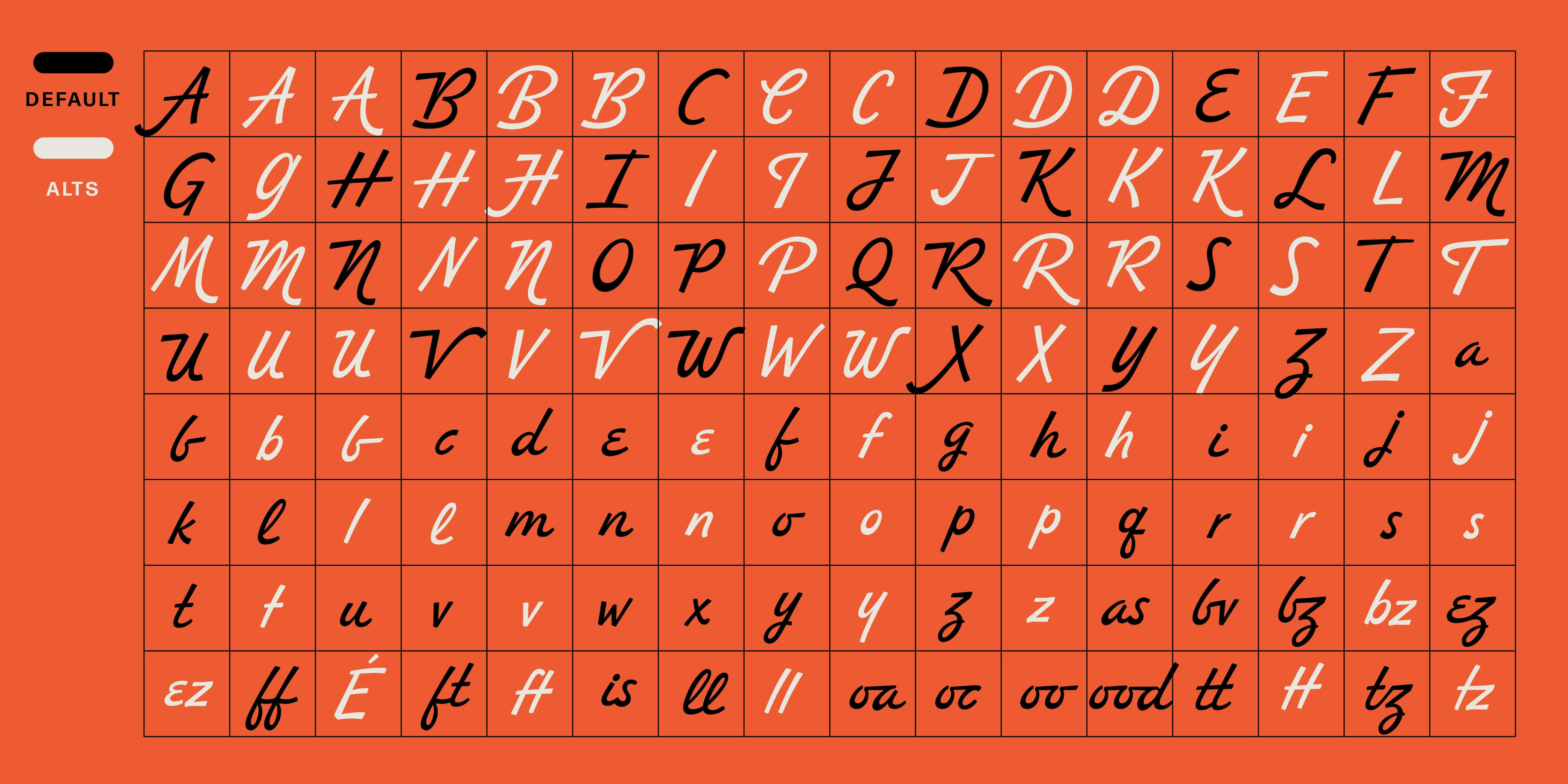 Redondo Ave Script Font alphabet