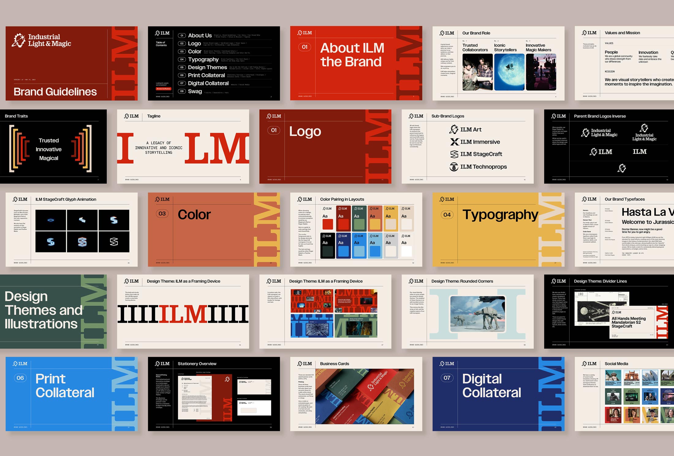 ILM Brand Guidelines Pages in a Grid