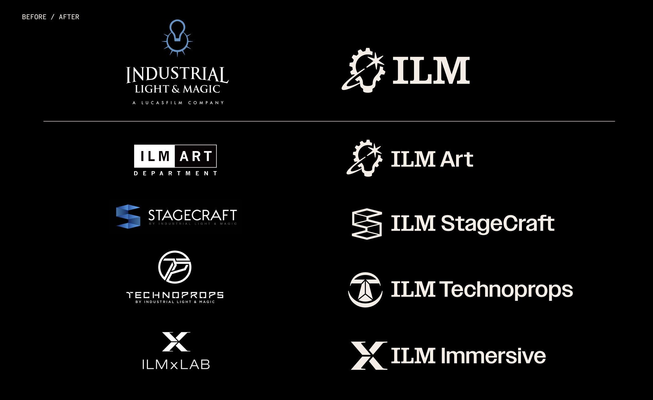 ILM Rebrand before and after logos