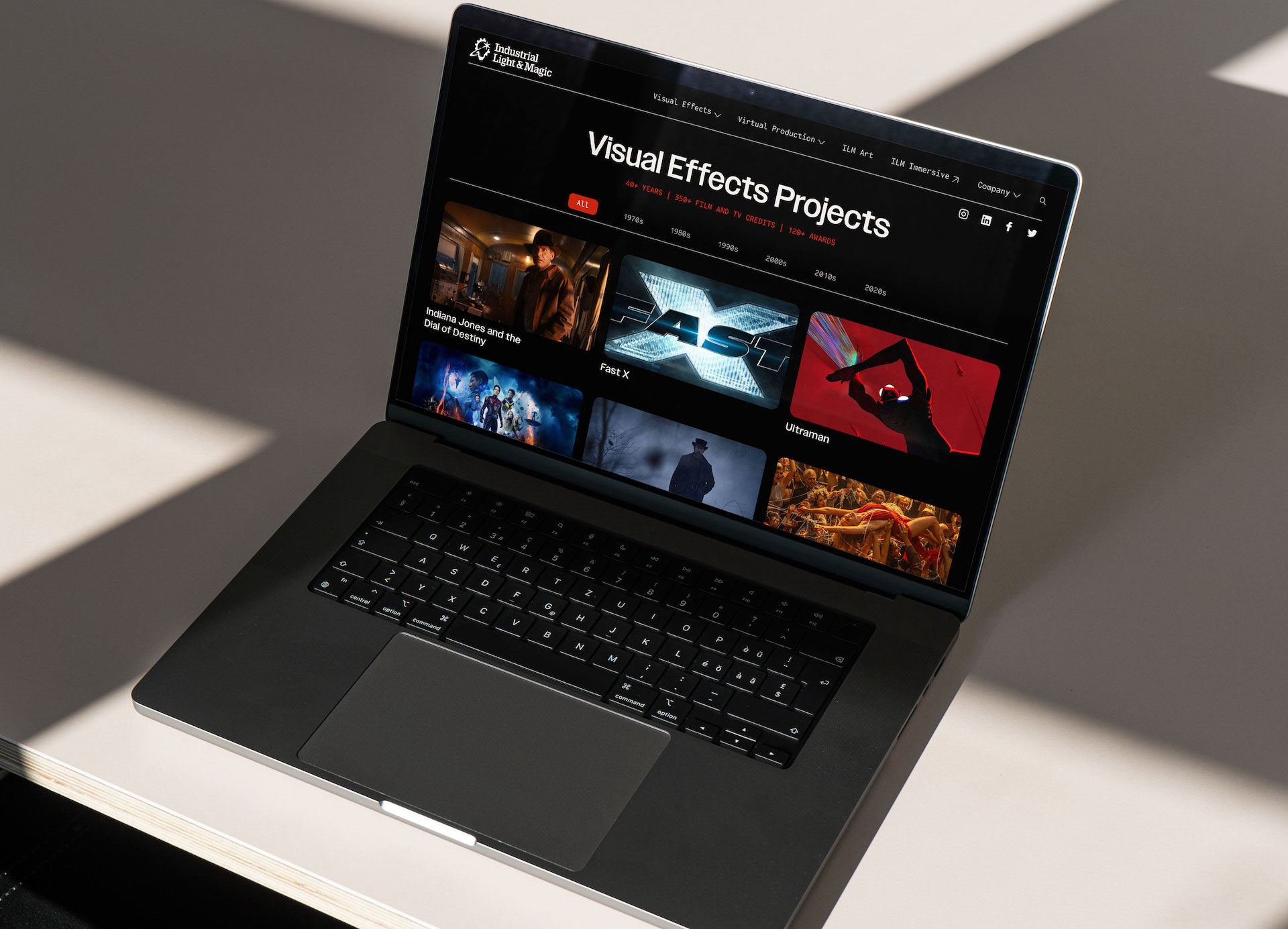 Laptop showing the ILM Projects webpage