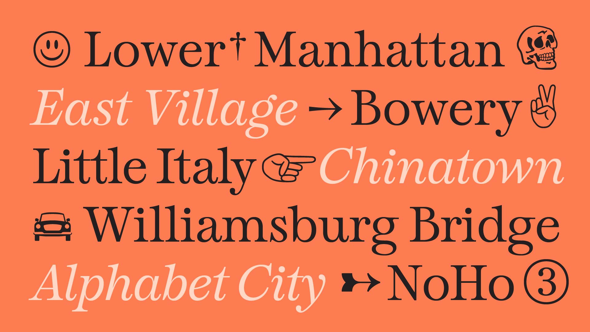 Bowery Lane Hoodzpah NYC Boroughs font