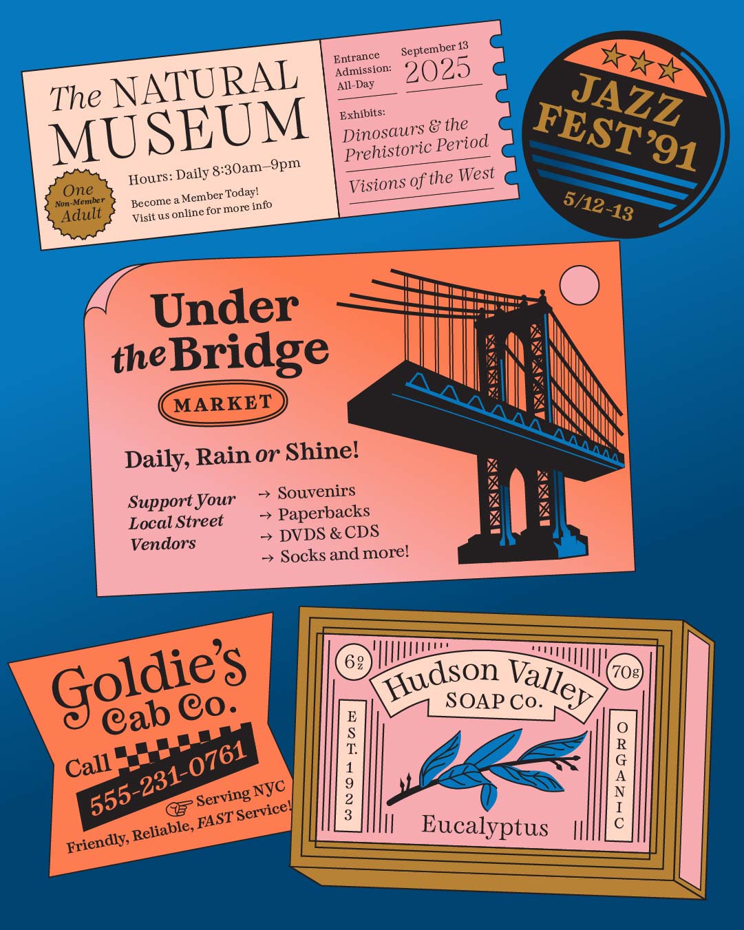 Bowery Lane Hoodzpah packaging pins ephemera font