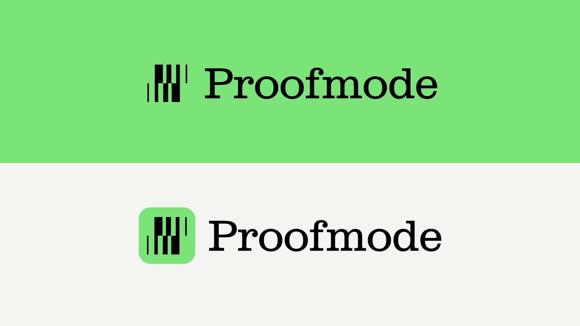 Proofmode logo in green and cream