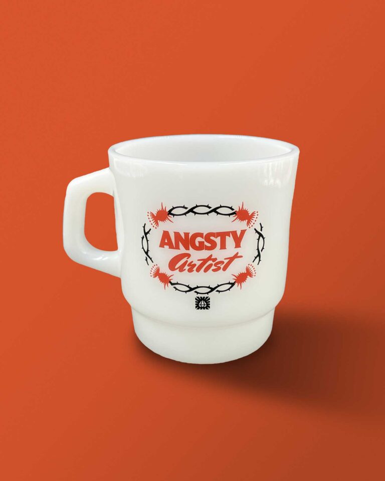 Angsty artist Mug Milk glass front Hoodzpah feature