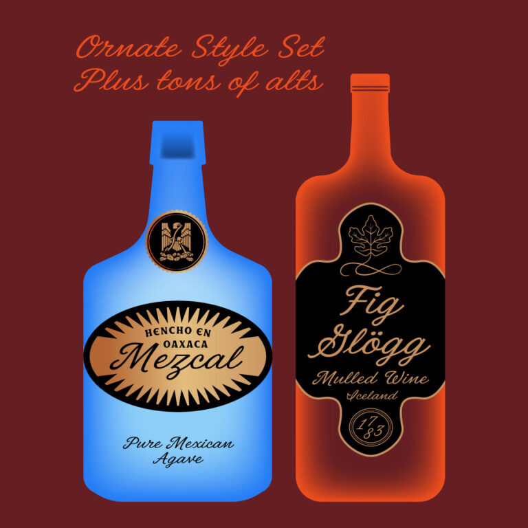 east bay script font on different alcohol bottles