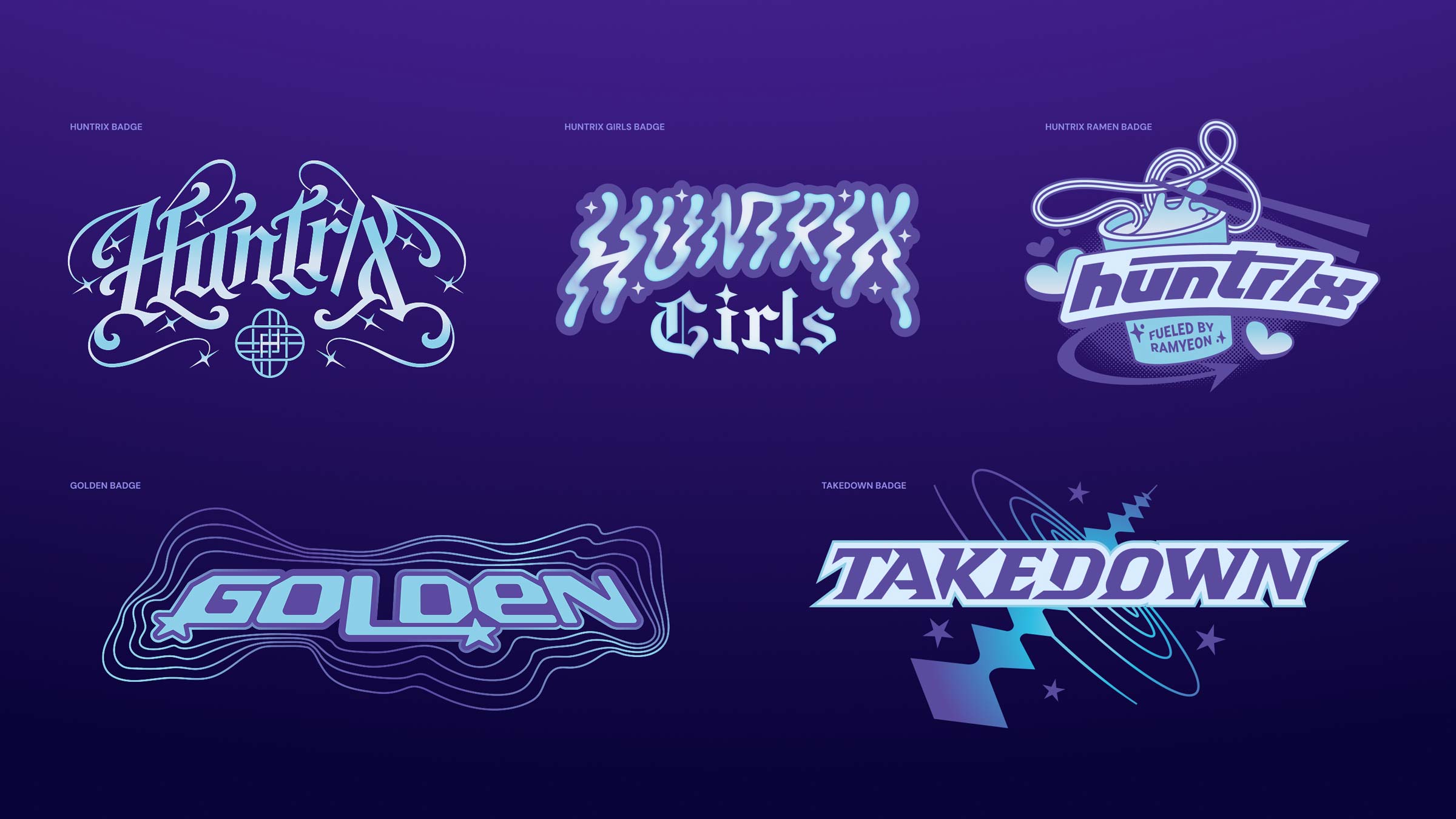 Huntrix Typographic Badges KPop Demon Hunters Brand Graphics Hoodzpah