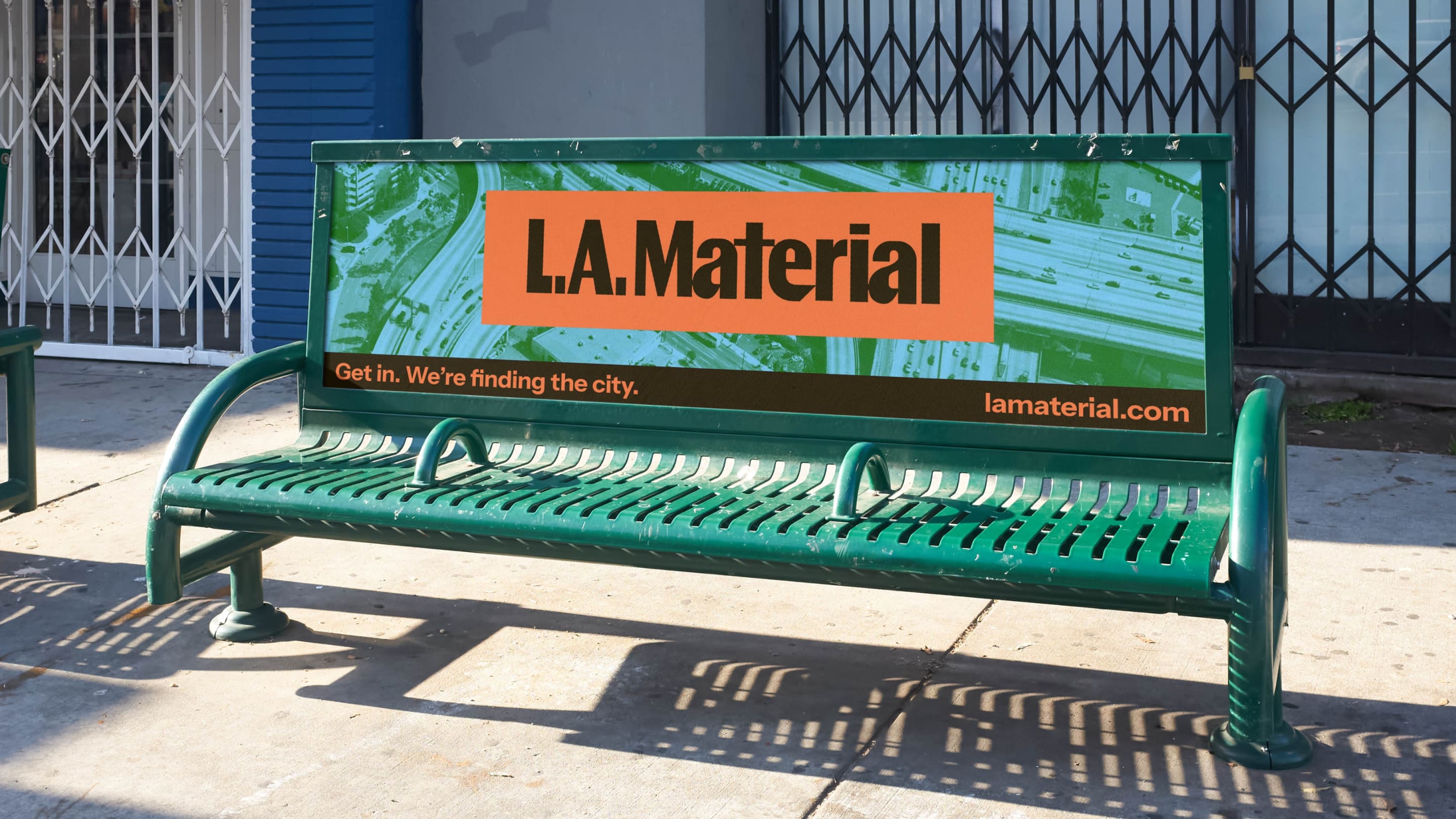 LA Material in situ on bus bench